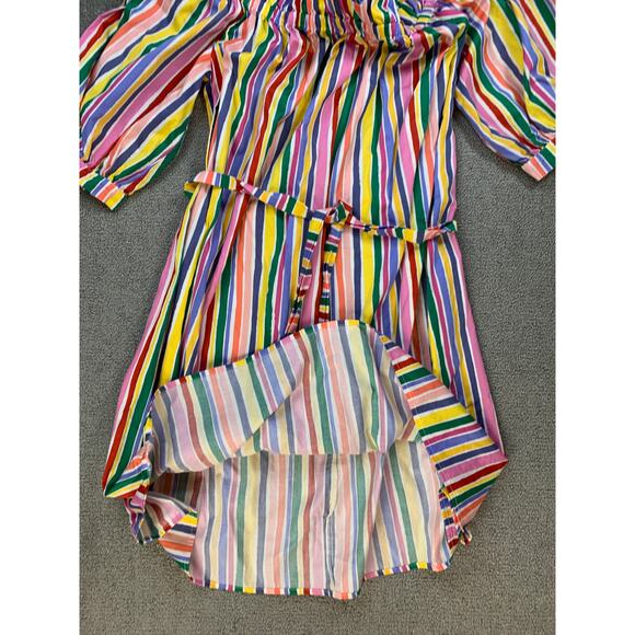 Eloquii Dress Striped Off the Shoulder Rainbow Mini Size 16 - Picture 8 of 12